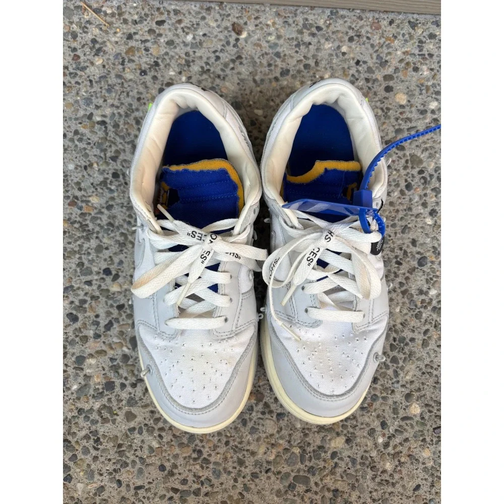 Nike Off-White X Dunk Low Lot 48 of 50 White Metallic Silver DM1602-107 Mens 8.5